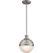 Calabria 1 Light 9 inch Weathered Zinc with Polished Nickel and White Mini Pendant Ceiling Light