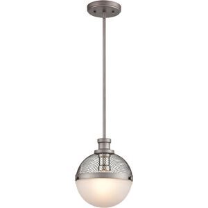 Calabria 1 Light 9 inch Weathered Zinc with Polished Nickel and White Mini Pendant Ceiling Light
