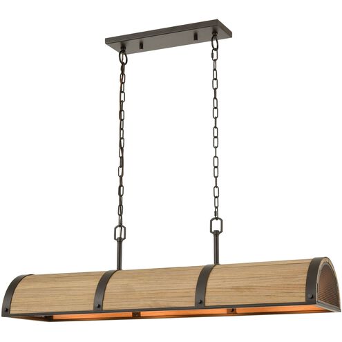 Wooden Barrel Linear Chandelier Ceiling Light