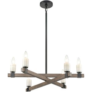 Stone Manor 6 Light 27 inch Matte Black with Aspen Chandelier Ceiling Light