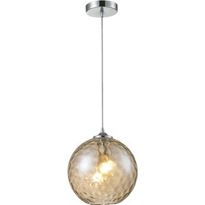 Watersphere 1 Light 10 inch Polished Chrome Multi Pendant Ceiling Light in Hammered Amber Glass, Configurable