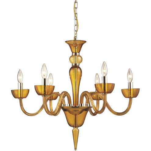 Vidriana 6 Light 28 inch Yellow with Polished Chrome Chandelier Ceiling Light