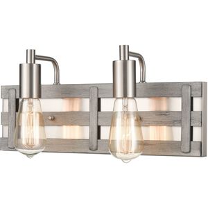 Brigantine 2 Light 16 inch Satin Nickel with Weathered Driftwood Vanity Light Wall Light