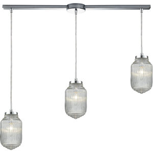 Dubois 3 Light 38 inch Polished Chrome Mini Pendant Ceiling Light in Linear with Recessed Adapter, Linear