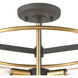 Millington 3 Light 14 inch Charcoal with Brushed Brass Semi Flush Mount Ceiling Light