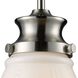 Schoolhouse 1 Light 8 inch Satin Nickel with White Mini Pendant Ceiling Light in Incandescent