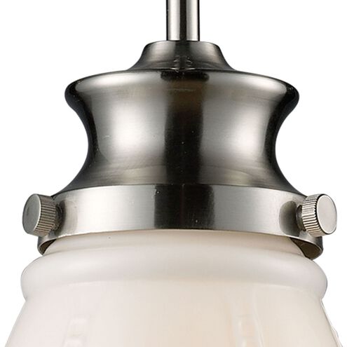 Schoolhouse 1 Light 8 inch Satin Nickel with White Mini Pendant Ceiling Light in Incandescent