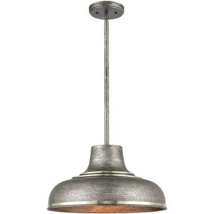 Kerin 1 Light 16 inch Textured Silvery Gray with Polished Nickel Pendant Ceiling Light