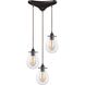 Jaelyn 3 Light 10 inch Oil Rubbed Bronze Mini Pendant Ceiling Light