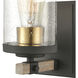 Geringer 1 Light 6 inch Charcoal with Beechwood and Burnished Brass Vanity Light Wall Light