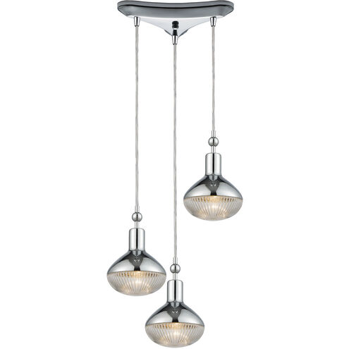 Ravette 3 Light 12 inch Polished Chrome Mini Pendant Ceiling Light in Triangular Canopy, Triangular