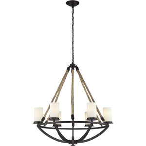 Natural Rope 6 Light 29 inch Aged Bronze Chandelier Ceiling Light