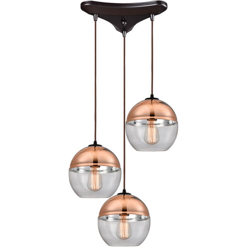 Revelo 3 Light 17 inch Oil Rubbed Bronze Multi-Pendant Ceiling Light, Triangular