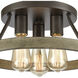 Transitions 3 Light 14 inch Oil Rubbed Bronze with Aspen Semi Flush Mount Ceiling Light