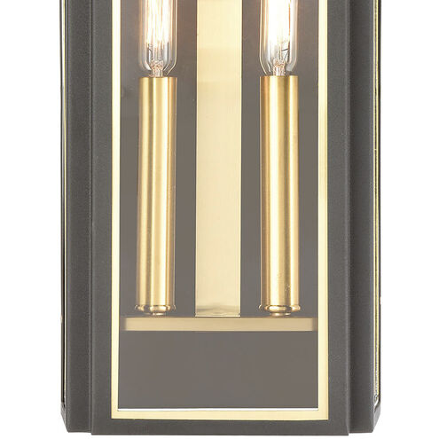 Portico 2 Light 21 inch Charcoal with Brushed Brass Outdoor Sconce
