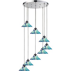 Refraction 8 Light 18 inch Polished Chrome Mini Pendant Ceiling Light