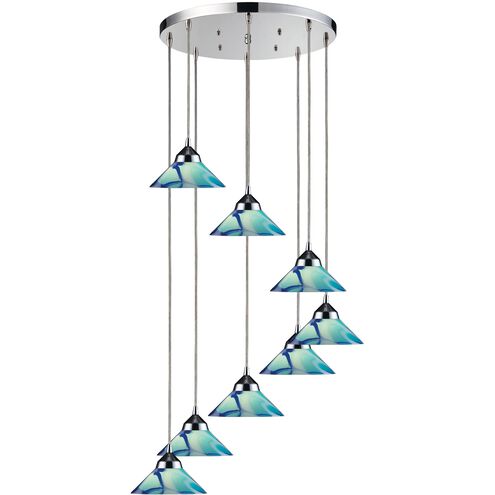 Refraction 8 Light 18 inch Polished Chrome Mini Pendant Ceiling Light