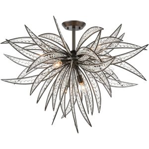 Naples 8 Light 35 inch Dark Graphite Semi Flush Mount Ceiling Light