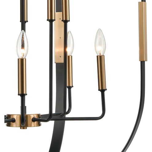 Heathrow 10 Light 28 inch Matte Black with Satin Brass Chandelier Ceiling Light
