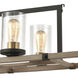 Geringer 6 Light 33 inch Charcoal with Beechwood and Burnished Brass Linear Chandelier Ceiling Light