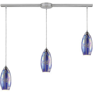 Iridescence 3 Light 36 inch Satin Nickel Multi Pendant Ceiling Light in Incandescent, Linear with Recessed Adapter, Configurable