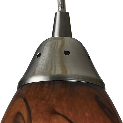 Galaxy 1 Light 5 inch Satin Nickel Mini Pendant Ceiling Light in Brown, Incandescent