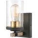 Geringer 1 Light 6 inch Charcoal with Beechwood and Burnished Brass Vanity Light Wall Light