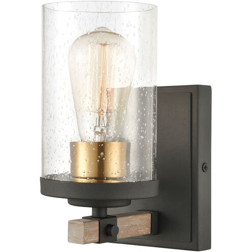 Geringer 1 Light 6 inch Charcoal with Beechwood and Burnished Brass Vanity Light Wall Light