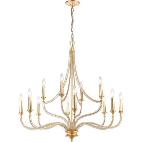 La Rochelle 12 Light 38 inch Parisian Gold Leaf Chandelier Ceiling Light