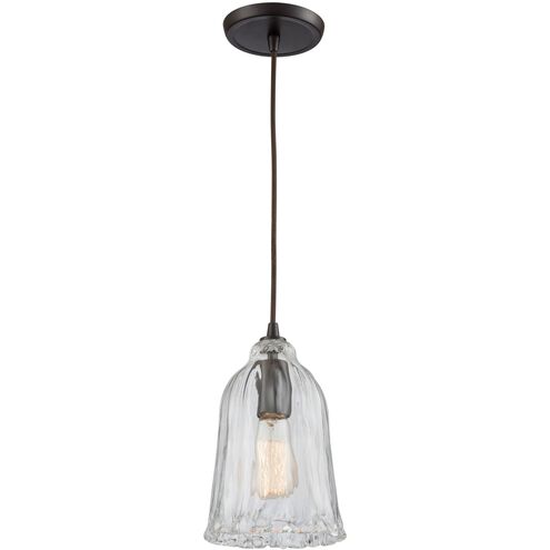 Hand Formed Glass 1 Light 6 inch Oil Rubbed Bronze with Clear Mini Pendant Ceiling Light
