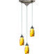 Milan 3 Light 10 inch Satin Nickel Mini Pendant Ceiling Light in Yellow Blaze