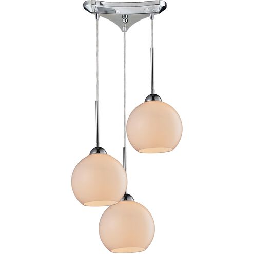 Cassandra 3 Light 10 inch Polished Chrome Mini Pendant Ceiling Light in White