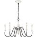 Val de Loire 6 Light 28 inch White Coral with Black Chandelier Ceiling Light