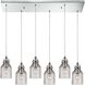 Danica 6 Light 30 inch Polished Chrome with Clear Mini Pendant Ceiling Light in Rectangular Canopy