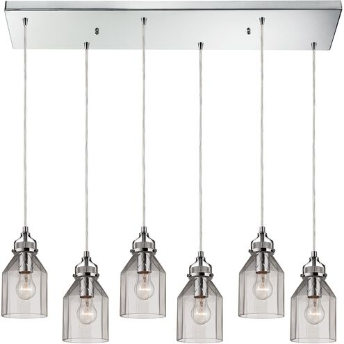 Danica 6 Light 30 inch Polished Chrome with Clear Mini Pendant Ceiling Light in Rectangular Canopy