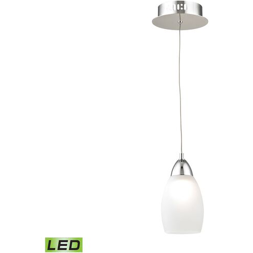 Buro 1 Light 4 inch Chrome with White Mini Pendant Ceiling Light in White Opal