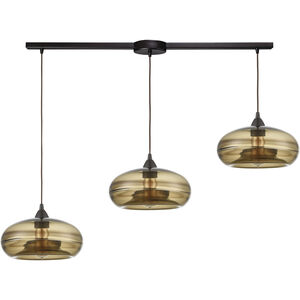 Hazelton 3 Light 36 inch Oil Rubbed Bronze Multi Pendant Ceiling Light in Linear with Recessed Adapter, Configurable