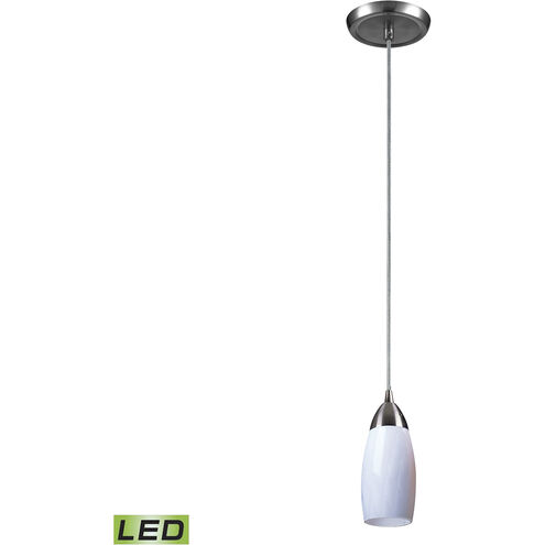 Milan LED 3 inch Satin Nickel Mini Pendant Ceiling Light in Simply White Glass