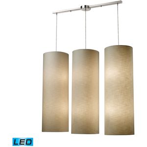 Fabric Cylinders LED 43 inch Satin Nickel Multi Pendant Ceiling Light in 12, Configurable