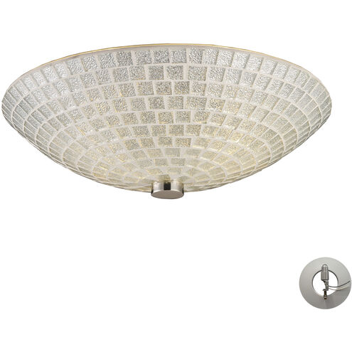 Fusion 2 Light 12 inch Satin Nickel Semi Flush Mount Ceiling Light in White Mosaic Glass, Recessed Adapter Kit