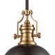 Chadwick 1 Light 13 inch Matte Black with Satin Brass Pendant Ceiling Light