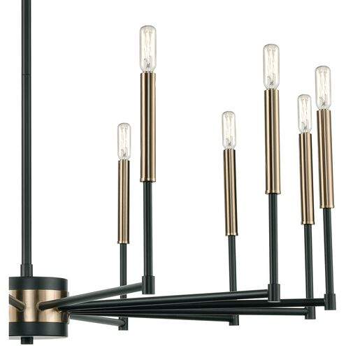 Livingston 13 Light 38 inch Matte Black with Satin Brass Chandelier Ceiling Light