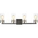 Bergenline 4 Light 32 inch Matte Black with Polished Nickel Vanity Light Wall Light