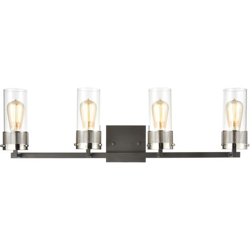 Bergenline 4 Light 32 inch Matte Black with Polished Nickel Vanity Light Wall Light