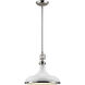 Rutherford 1 Light 15 inch Gloss White with Polished Nickel Pendant Ceiling Light