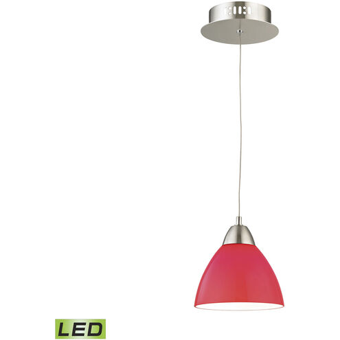 Piatto LED 6 inch Satin Nickel Mini Pendant Ceiling Light in Red