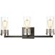 Bergenline 3 Light 23 inch Matte Black with Polished Nickel Vanity Light Wall Light