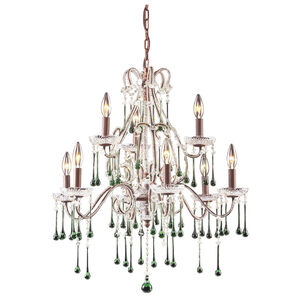 Opulence 9 Light 25 inch Rust Chandelier Ceiling Light in Lime Crystal