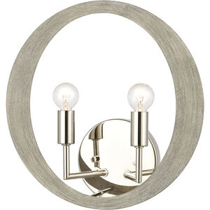 Retro Rings 2 Light 12 inch Sandy Beechwood with Polished Nickel ADA Sconce Wall Light