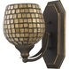 Mix-N-Match 1 Light 8 inch Aged Bronze Vanity Light Wall Light in Gold Leaf Mosaic Glass, Incandescent